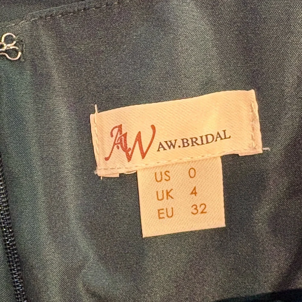AW Bridal Dark Emerald Satin Bustier Midi Dress Size 0 NWT